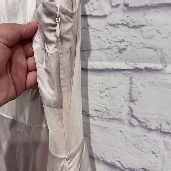 Anthropologie Flutter Sleeve Satin Sheath Dress Size 10 Cocktail Party Dress New - Picture 6 of 16